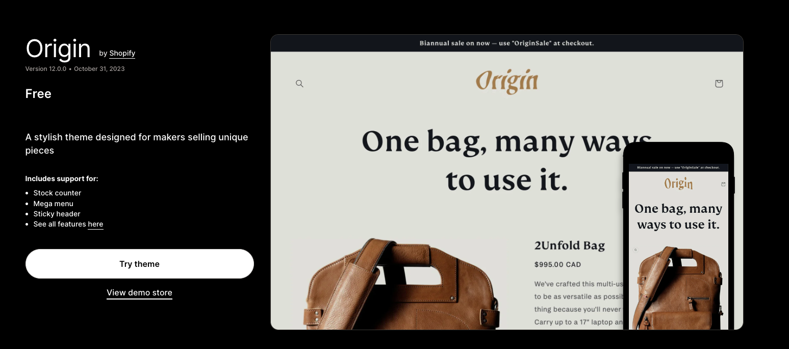 Shopify Origin Theme Overview